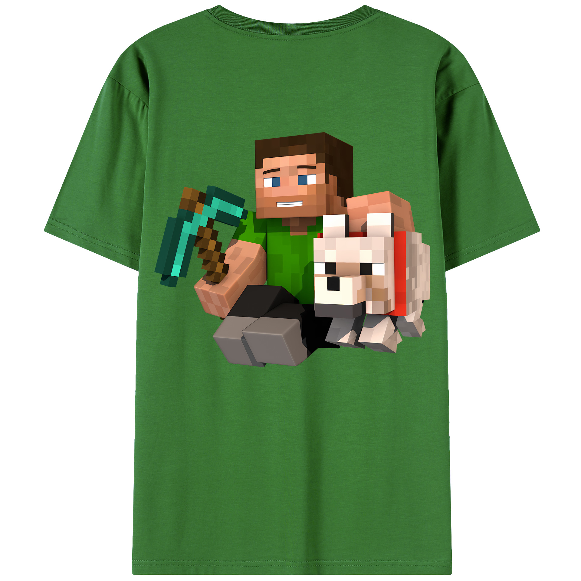 （画像用） マインクラフト ブロックの世界 Minecraft MC Block world レディース半袖Tシャツ(バックプリント)